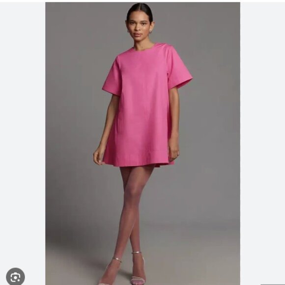 Anthropologie Maeve Emmy Short Sleeve Swing Mini Dress Preppy Coquette Sz XL - Picture 1 of 7